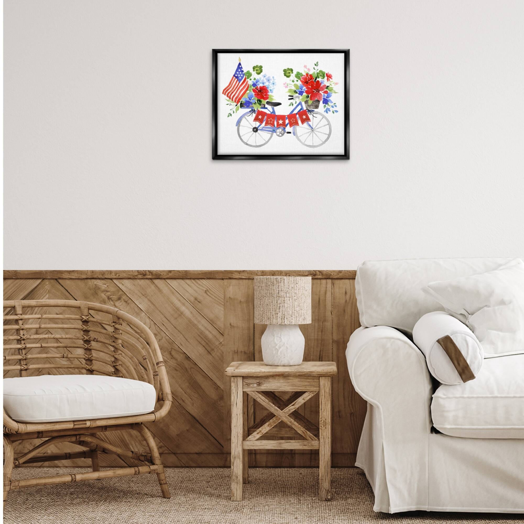 Stupell Industries Floral Americana Bicycle Floater Framed Art
